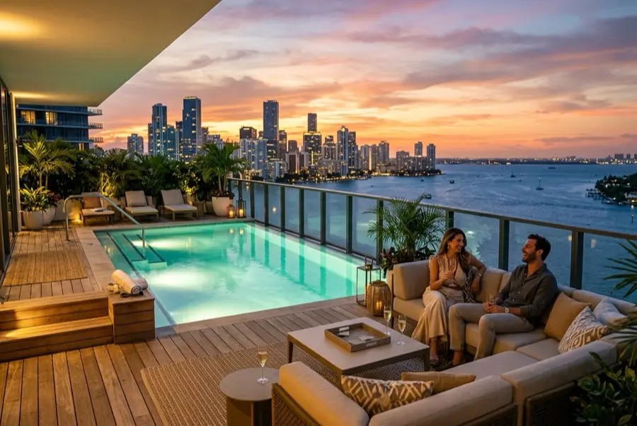 Sol Penthouse Suite sunset deck with plunge pool